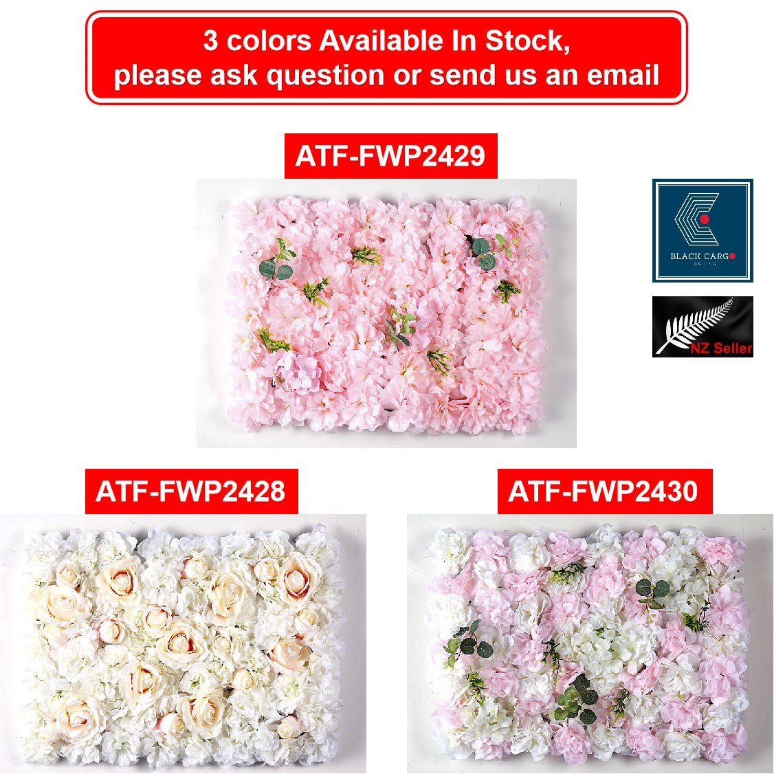 Artificial Flower Wall Panel White Pink Silk Flowers String Home Party Wedding Decoration - Referdeal
