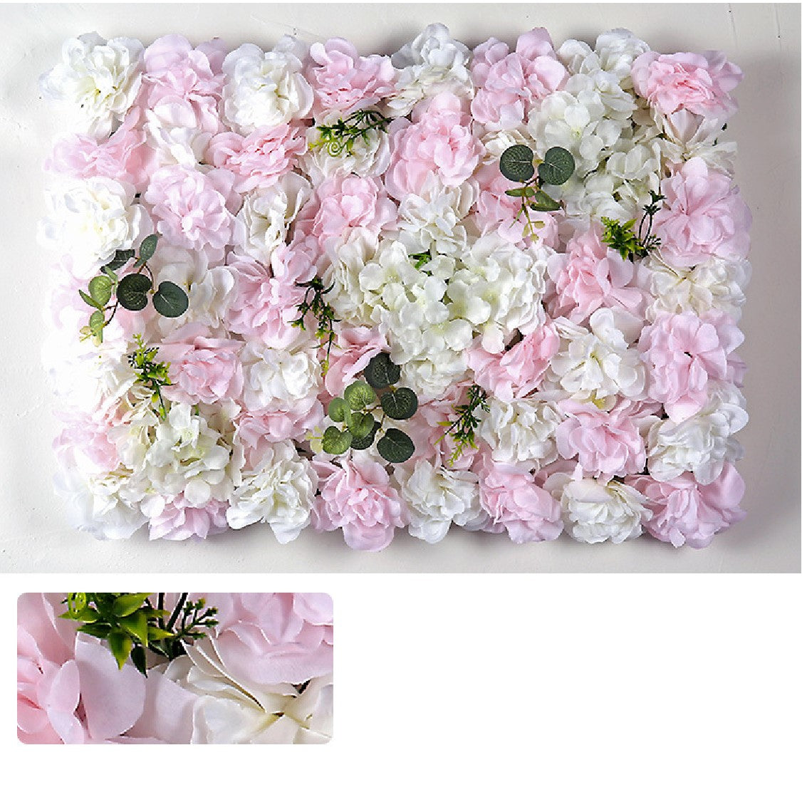 Artificial Flower Wall Panel White Pink Silk Flowers String Home Party Wedding Decoration - Referdeal