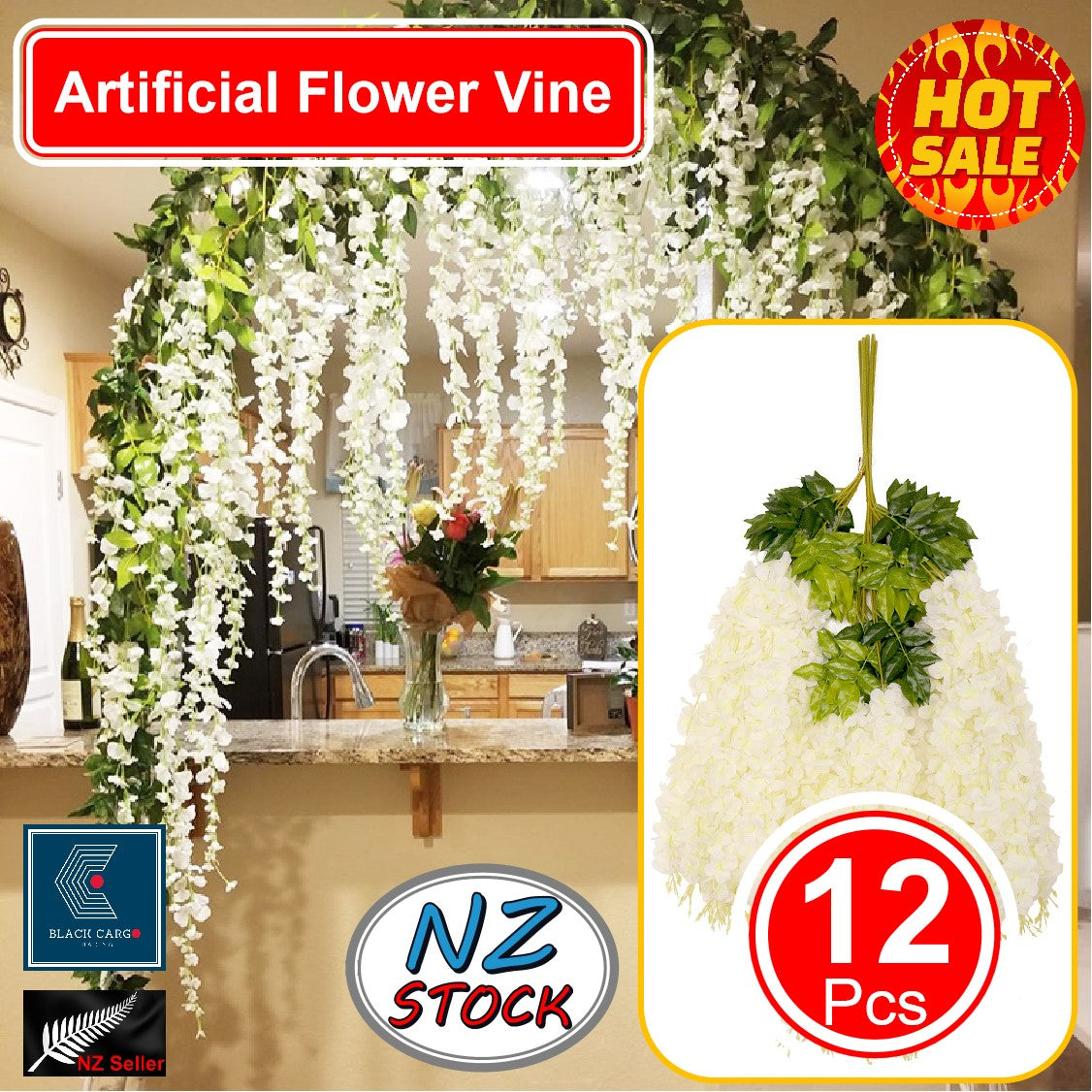 Artificial Wisteria Vine Hanging Silk Flowers String Home Party Wedding Decor - Referdeal