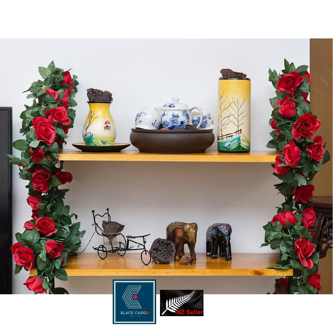 Artificial Red Rose Vine Garland Silk Flowers String Home Party Wedding Decoration - Referdeal