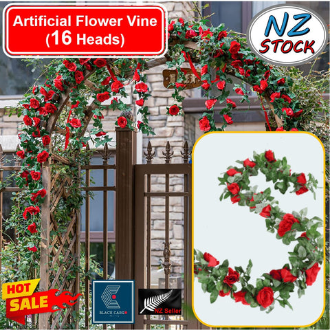 Artificial Red Rose Vine Garland Silk Flowers String Home Party Wedding Decoration - Referdeal
