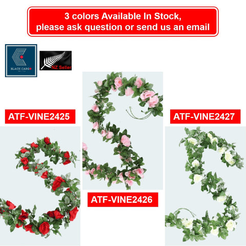 Artificial White Rose Vine Garland Silk Flowers String Home Party Wedding Decoration - Referdeal