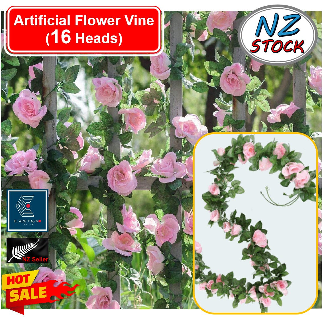 Artificial Pink Rose Vine Garland Silk Flowers String Home Party Wedding Decoration - Referdeal