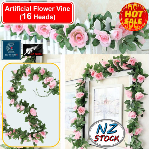 Artificial Pink Rose Vine Garland Silk Flowers String Home Party Wedding Decoration - Referdeal
