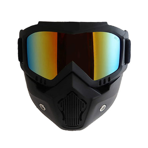 Motorcycle Goggles Mask Detachable Face Mask ATV Dirt Bike Goggle - Orange