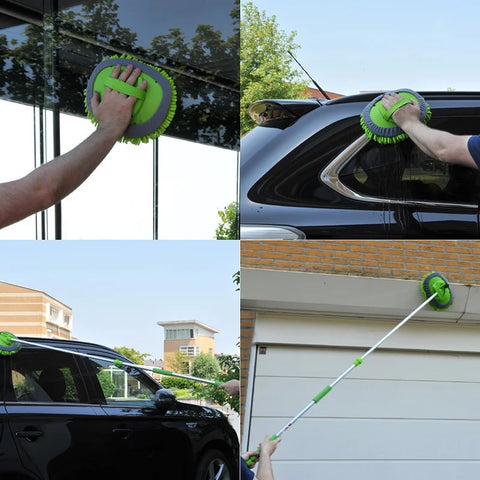 Car Wash Mop Microfiber Car Wash Brush Dust Cleaning 180 Rotation Long Handle