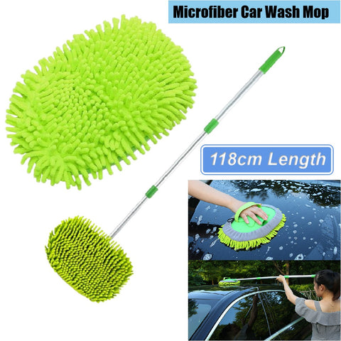 Car Wash Mop Microfiber Car Wash Brush Dust Cleaning 180 Rotation Long Handle