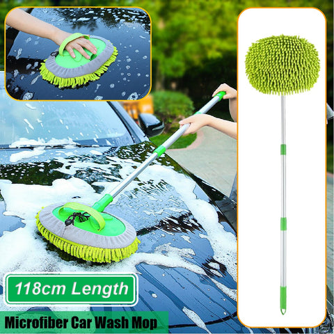 Car Wash Mop Microfiber Car Wash Brush Dust Cleaning 180 Rotation Long Handle