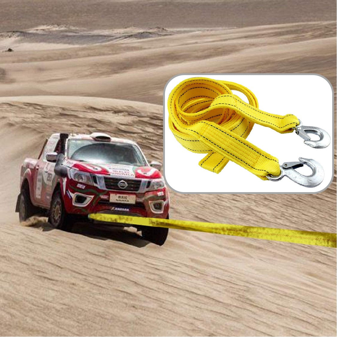 Heavy-Duty Vehicle Tow Strap Tow Rope with Hooks - Vehicle Recovery ...
