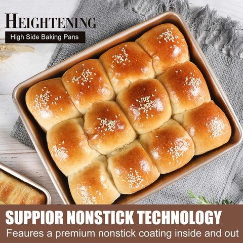 3Pcs Oven Nonstick Bakeware Set Baking Sheets Square Bake Pan Bread Loaf Cake