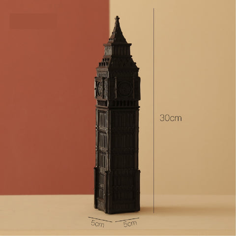 Big Ben Clock Tower Statue Clock Tower Ornament Figurine - Black