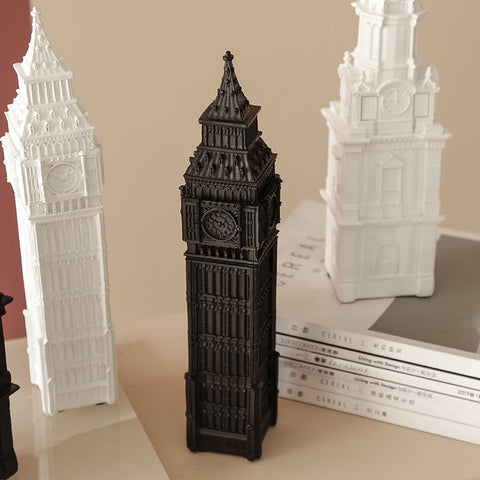 Big Ben Clock Tower Statue Clock Tower Ornament Figurine - Black