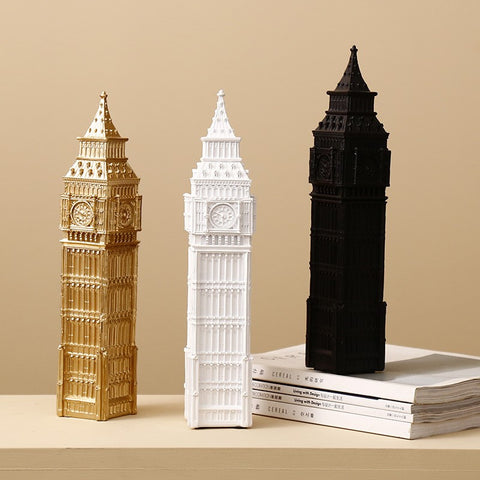 Big Ben Clock Tower Statue Clock Tower Ornament Figurine - Black