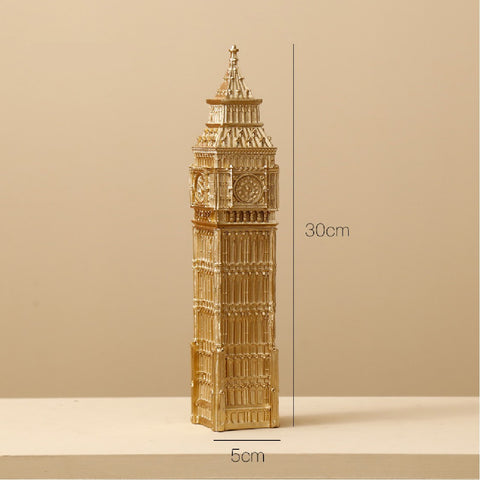 Big Ben Clock Tower Statue Clock Tower Ornament Figurine - Gold