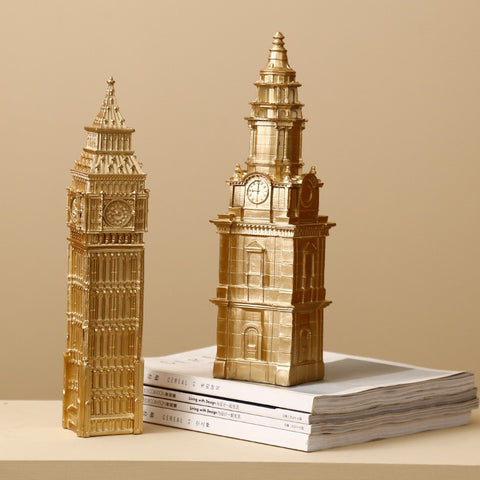 Big Ben Clock Tower Statue Clock Tower Ornament Figurine - Gold