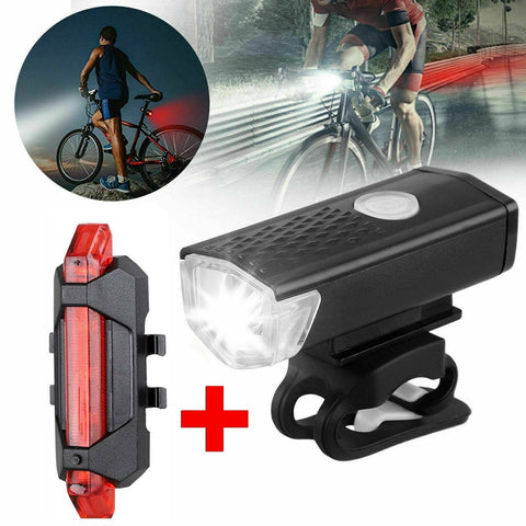 Ultra Bright Rechargeable Bike Light Set Bicycle Front Headlight Back Taillight