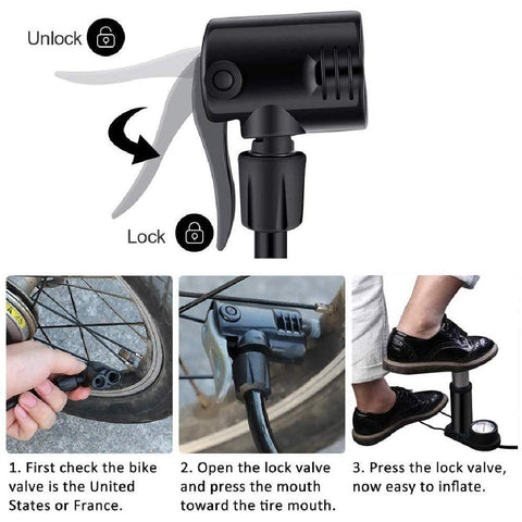 Bike air Pump with Pressure Gauge Ball Pumps with Needles Portable