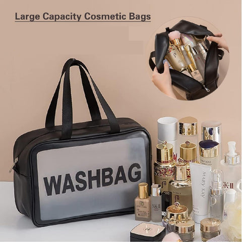 Large Capacity Makeup Bag Matte Cosmetic Bag Translucent Travel Toiletries Bag