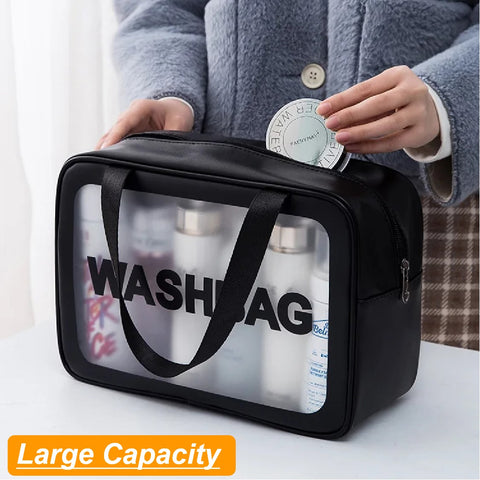 Large Capacity Makeup Bag Matte Cosmetic Bag Translucent Travel Toiletries Bag