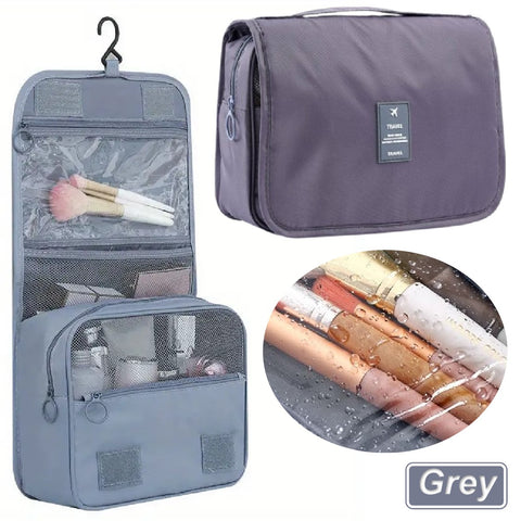 Large Makeup Bag with Hook Cosmetics Bag Travel Toiletries Bag Wash Bag - Grey