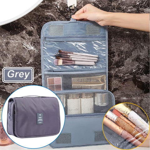 Large Makeup Bag with Hook Cosmetics Bag Travel Toiletries Bag Wash Bag - Grey