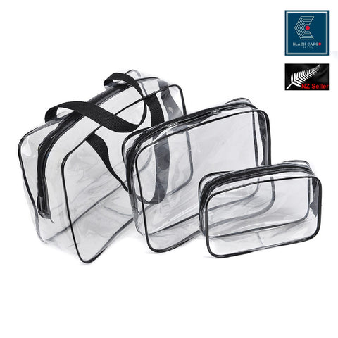 Clear Cosmetic Bags Travel Toiletry Bags Zipper Makeup Bag 3Pcs - Referdeal