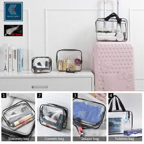 Clear Cosmetic Bags Travel Toiletry Bags Zipper Makeup Bag 3Pcs - Referdeal