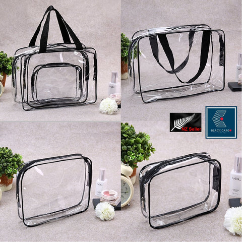 Clear Cosmetic Bags Travel Toiletry Bags Zipper Makeup Bag 3Pcs - Referdeal
