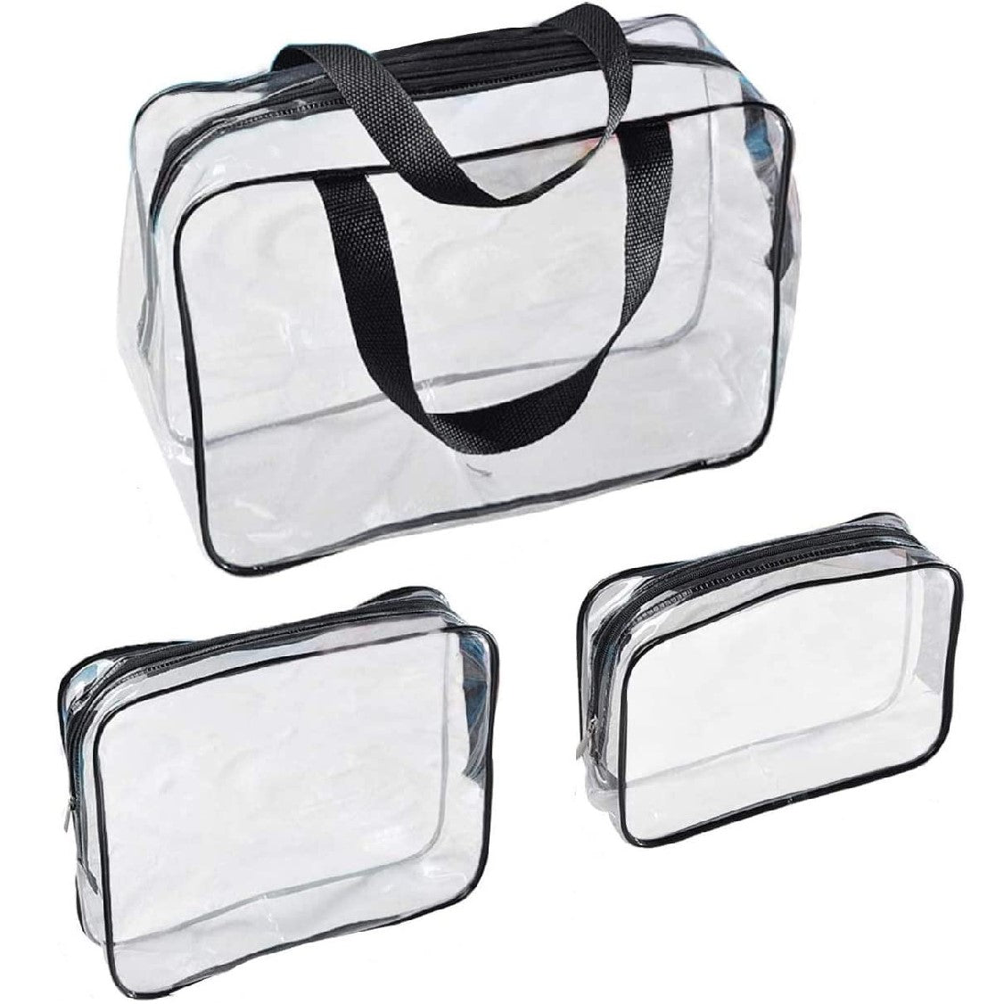 Clear Cosmetic Bags Travel Toiletry Bags Zipper Makeup Bag 3Pcs - Referdeal