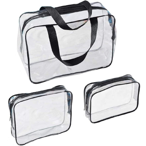 Clear Cosmetic Bags Travel Toiletry Bags Zipper Makeup Bag 3Pcs - Referdeal