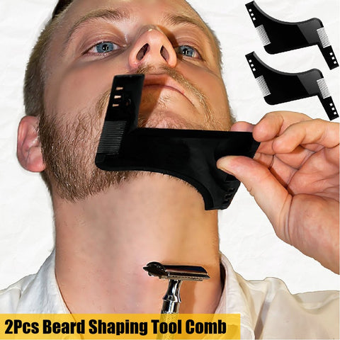 2 Pcs Beard Shaping Tool Comb Beard Template Comb Beard Styling Shaper