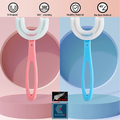 2Pack U-Shaped Kids Toothbrushes Soft Silicone 360° Oral Teeth Cleaning Design