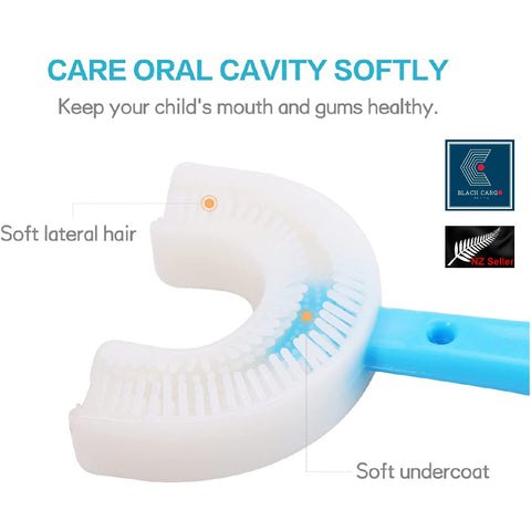 2Pack U-Shaped Kids Toothbrushes Soft Silicone 360° Oral Teeth Cleaning Design