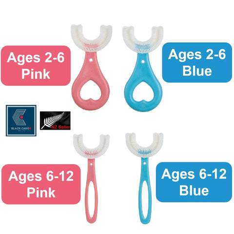 2Pack U-Shaped Kids Toothbrushes Soft Silicone 360° Oral Teeth Cleaning Design