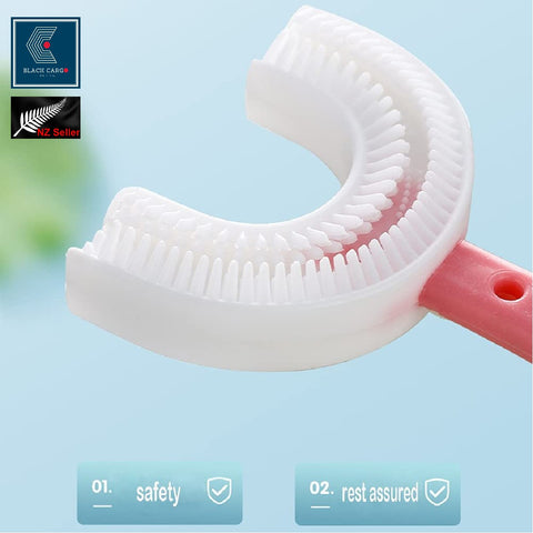 2Pack U-Shaped Kids Toothbrushes Soft Silicone 360° Oral Teeth Cleaning Design
