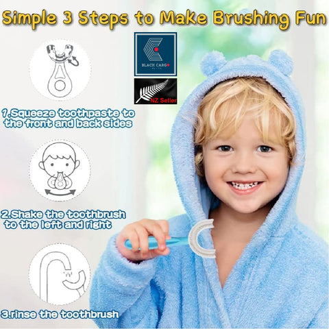 2Pack U-Shaped Kids Toothbrushes Soft Silicone 360° Oral Teeth Cleaning Design
