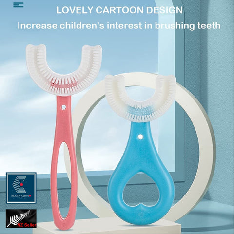 2Pack U-Shaped Kids Toothbrushes Soft Silicone 360° Oral Teeth Cleaning Design