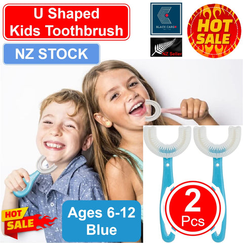 2Pack U-Shaped Kids Toothbrushes Soft Silicone 360° Oral Teeth Cleaning Design
