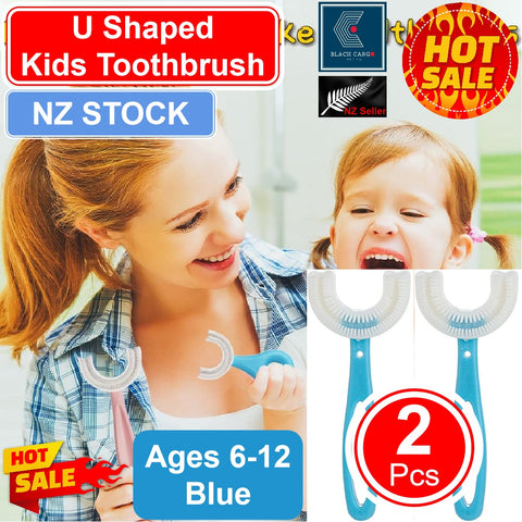 2Pack U-Shaped Kids Toothbrushes Soft Silicone 360° Oral Teeth Cleaning Design