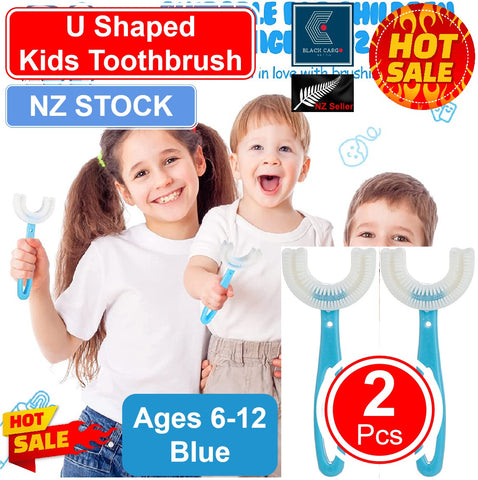 2Pack U-Shaped Kids Toothbrushes Soft Silicone 360° Oral Teeth Cleaning Design