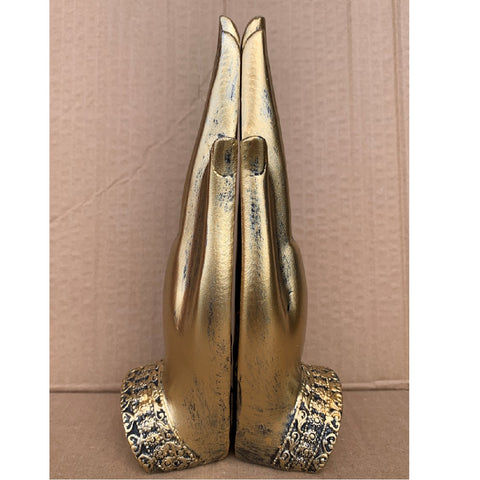 2Pcs Buddha Hand Statue Gold Buddha Sitting in Hand Statue Resin Retro Art