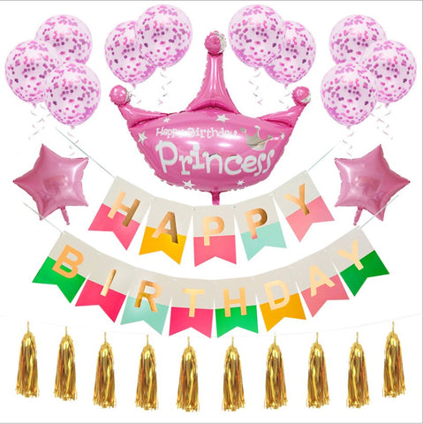 Birthday Party Balloon Set Pink Princess - Referdeal