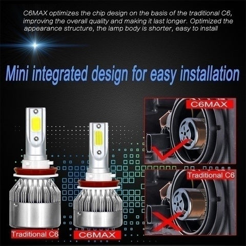 9005 HB3 LED Headlight Bulb Pair - C6 Max