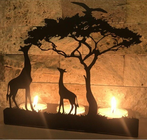 Unique Black Metal Giraffe Candle Holders Tealight Stand Meditation Space