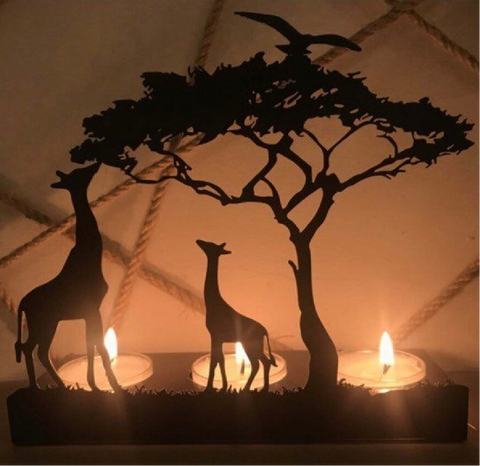 Unique Black Metal Giraffe Candle Holders Tealight Stand Meditation Space