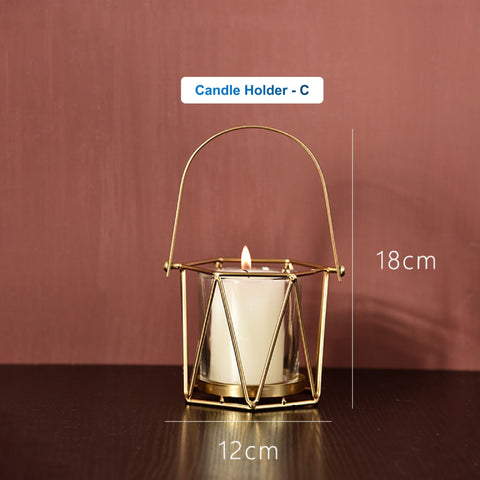 Candle Glass Candle holders Metal Gold