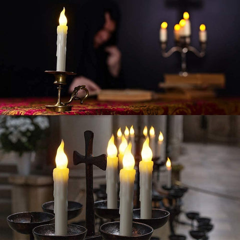 6Pcs Flameless LED Taper Candles Flickering Candles Lights with Remote