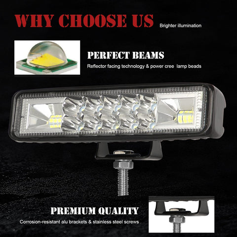 2Pack Aluminum LED Light Bar LED Spot Lights 6Inch Offroad for SUV Ute ATV Truck