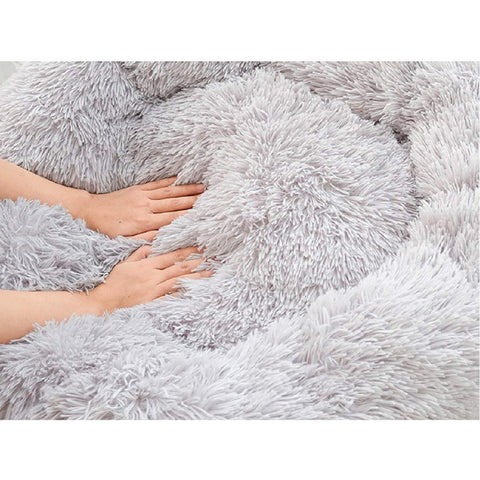 Large Modern Soft Plush Round Pet Bed for Cats or Dogs -Size Large