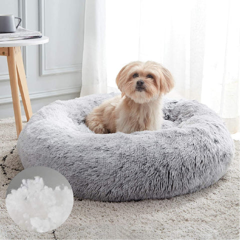 Large Modern Soft Plush Round Pet Bed for Cats or Dogs -Size Large